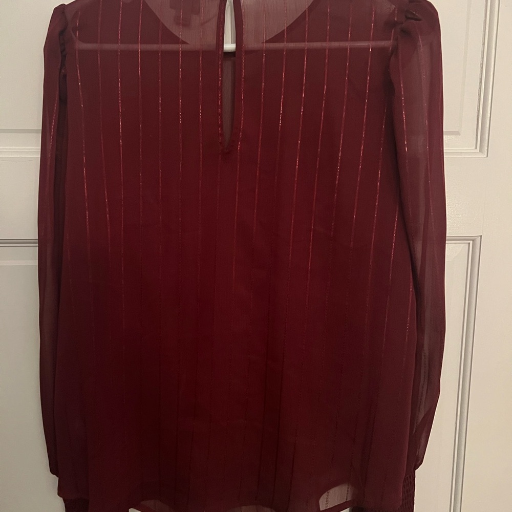 NWOT A New Day Red Blouse with Peter Pan Collar and Full Sleeves